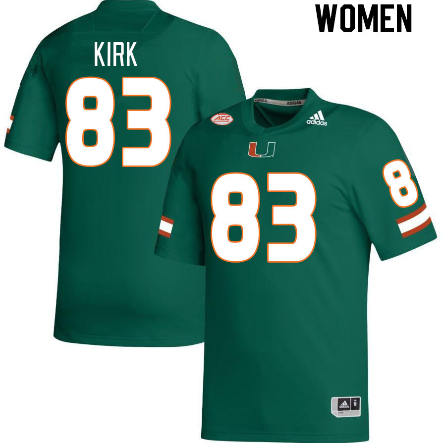 Women #83 Shemar Kirk Miami Hurricanes College Football Jerseys Stitched Sale-Green - Click Image to Close